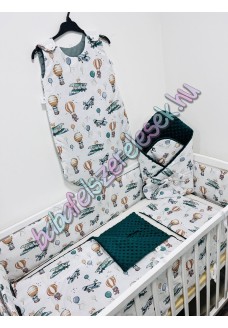 Babaágynemű szett - zöld hőlégballonos-macis Babaágynemű szett - zöld hőlégballonos-macis