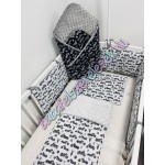 Babaágynemű szett - fehér-fekete motoros