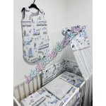 Babaágynemű szett - kék vonatos Babaágynemű szett - kék vonatos