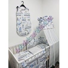 Babaágynemű szett - kék vonatos Babaágynemű szett - kék vonatos