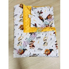 Szuperhős mintás mustár dupla minky-s babatakaró