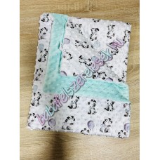 Zebra mintás menta dupla minky-s babatakaró