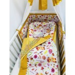 Prémium babaágynemű szett - mustár rókás