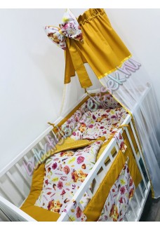 Prémium babaágynemű szett - mustár rókás Prémium babaágynemű szett - mustár rókás