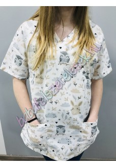 Orvosi-Nővérke tunika - baglyos-nyuszis