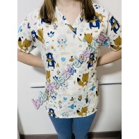 Orvosi-Nővérke tunika - bézs állatos