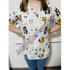 Orvosi-Nővérke tunika - bézs állatos