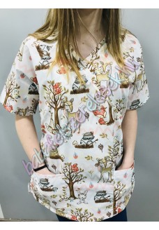 Orvosi-Nővérke tunika - bézs erdei állatos Orvosi-Nővérke tunika - bézs erdei állatos