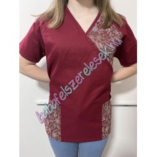 Orvosi-Nővérke tunika - bordó - bordó virág motívumos Orvosi-Nővérke tunika - bordó - bordó virág motívumos