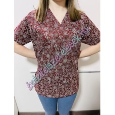 Orvosi-Nővérke tunika - bordó virág motívumos Orvosi-Nővérke tunika - bordó virág motívumos