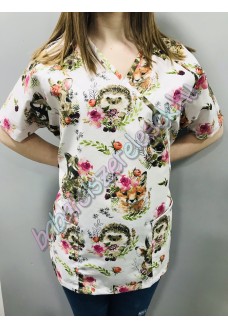 Orvosi-Nővérke tunika - erdő állatkái virággal Orvosi-Nővérke tunika - erdő állatkái virággal