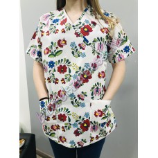 Orvosi-Nővérke tunika - fehér matyó mintás