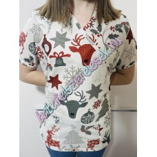 Orvosi-Nővérke tunika - fehér-piros rénszarvasos Orvosi-Nővérke tunika - fehér-piros rénszarvasos