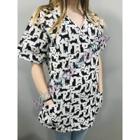 Orvosi-Nővérke tunika - fekete cicás