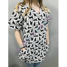 Orvosi-Nővérke tunika - fekete cicás