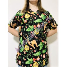 Orvosi-Nővérke tunika - Fekete rénszarvasos