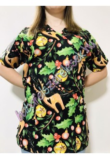 Orvosi-Nővérke tunika - Fekete rénszarvasos Orvosi-Nővérke tunika - Fekete rénszarvasos