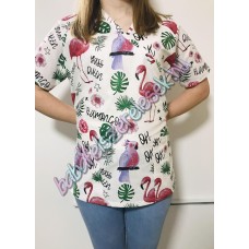 Orvosi-Nővérke tunika - flamingós papagájos