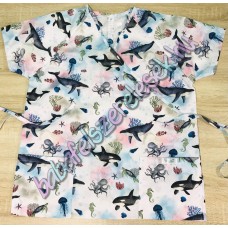 Orvosi-Nővérke tunika - kék delfines