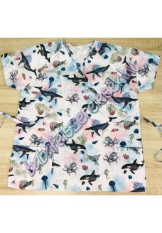 Orvosi-Nővérke tunika - kék delfines Orvosi-Nővérke tunika - kék delfines