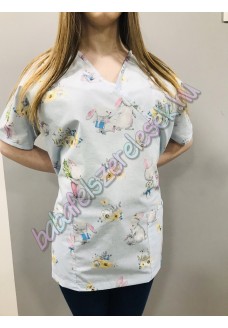 Orvosi-Nővérke tunika - kék nyuszis