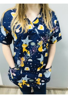 Orvosi-Nővérke tunika - kék rókás