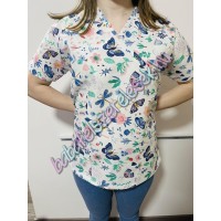 Orvosi-Nővérke tunika - kék virágos Orvosi-Nővérke tunika - kék virágos