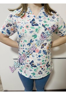 Orvosi-Nővérke tunika - kék virágos Orvosi-Nővérke tunika - kék virágos