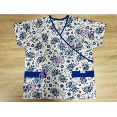 Orvosi-Nővérke tunika - királykék virágos