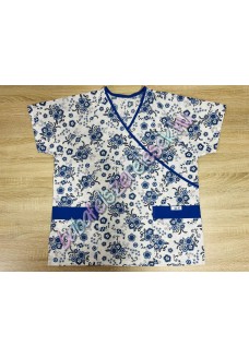 Orvosi-Nővérke tunika - királykék virágos Orvosi-Nővérke tunika - királykék virágos