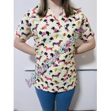 Orvosi-Nővérke tunika - krém tacskós