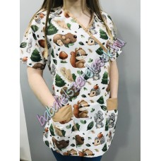 Orvosi-Nővérke tunika - őszi erdei állatos