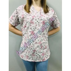 Orvosi-Nővérke tunika - pasztell lila virágos