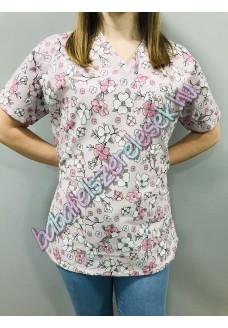 Orvosi-Nővérke tunika - pasztell lila virágos