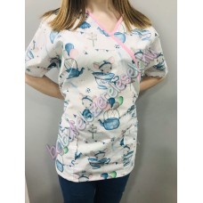 Orvosi-Nővérke tunika - pasztell rózsaszín-kék egérkés