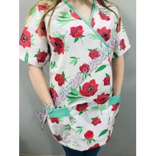 Orvosi-Nővérke tunika - pipacsos