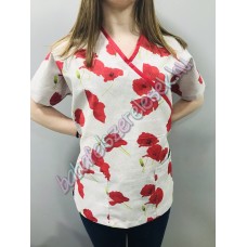 Orvosi-Nővérke tunika - piros pipacsos