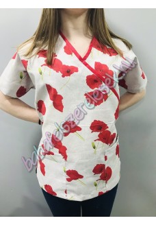 Orvosi-Nővérke tunika - piros pipacsos Orvosi-Nővérke tunika - piros pipacsos