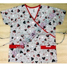 Orvosi-Nővérke tunika - piros-szürke minnie fejes
