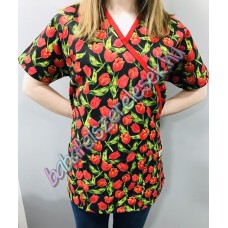 Orvosi-Nővérke tunika - piros tulipános