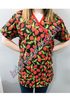 Orvosi-Nővérke tunika - piros tulipános Orvosi-Nővérke tunika - piros tulipános