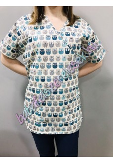 Orvosi-Nővérke tunika - szürke-kék baglyos Orvosi-Nővérke tunika - szürke-kék baglyos