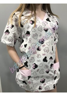 Orvosi-Nővérke tunika - rózsaszín minnie fejes
