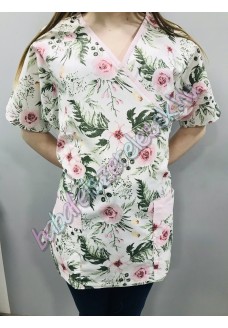 Orvosi-Nővérke tunika - rózsaszín virágos Orvosi-Nővérke tunika - rózsaszín virágos