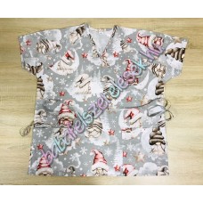 Orvosi-Nővérke tunika - szürke alapon piros-barna manós Orvosi-Nővérke tunika - szürke alapon piros-barna manós