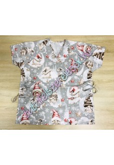 Orvosi-Nővérke tunika - szürke alapon piros-barna manós Orvosi-Nővérke tunika - szürke alapon piros-barna manós