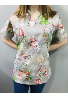 Orvosi-Nővérke tunika - szürke rénszarvasos