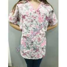 Orvosi-Nővérke tunika - szürke-rózsaszín kolibris