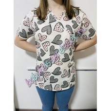 Orvosi-Nővérke tunika - szürke szivecskés