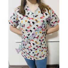 Orvosi-Nővérke tunika - szürke tacskós